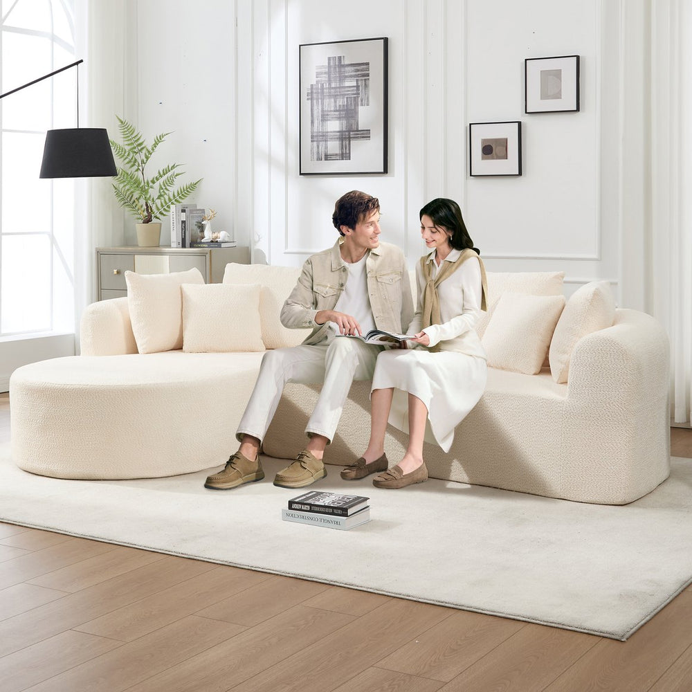 English Elm 109 Cloud Sectional Couch with L-Shape Chaise, Chenille Modular Sofa Bed, Memory Foam Comfort and Easy Setup Ivory W1249S00002