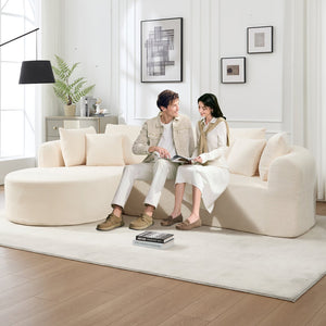 English Elm 109 Cloud Sectional Couch with L-Shape Chaise, Chenille Modular Sofa Bed, Memory Foam Comfort and Easy Setup Ivory W1249S00002