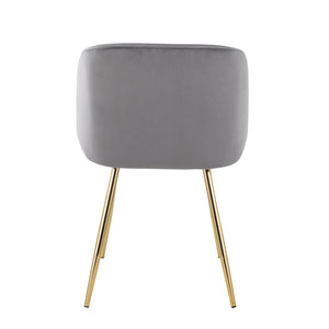 English Elm Fran Velvet Dining Chair with Gold Metal Legs – Contemporary Padded Bucket Seat, Set of 2, Upholstered Comfort for Dining or Accent Rooms Silver B202P223523