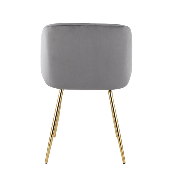 English Elm Fran Velvet Dining Chair with Gold Metal Legs – Contemporary Padded Bucket Seat, Set of 2, Upholstered Comfort for Dining or Accent Rooms Silver B202P223523