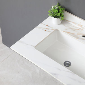 English Elm 31 Inch Marble Vanity Top With Undermount Sink, 4" Backsplash, Easy-Care Carrara Finish For Luxury W2699P192439