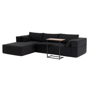 English Elm 112"Modular Sectional Sofa with Free Side Table and Pillows, Wrinkle-Resistant Boucle, No Assembly Required Black N723S9670B