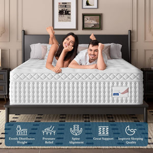 English Elm 12 Inch Queen Gel Foam Pocket Spring Hybrid Mattress Firm Support Spinal Relief B2716P454763
