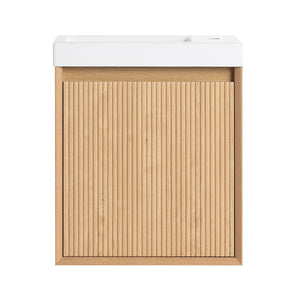 English Elm 18.5" Wall-Mounted Bathroom Vanity With Resin Sink & Soft-Close Door For Smart Space-Saving Design W1972P362127