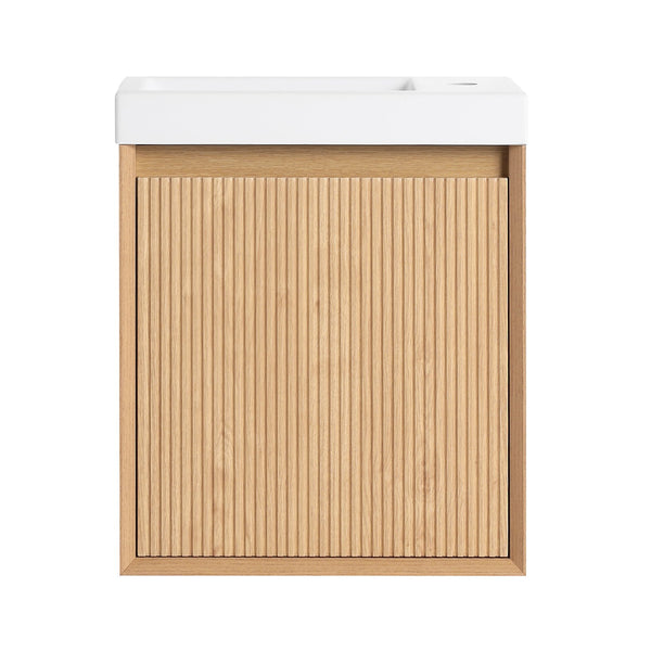 English Elm 18.5" Wall-Mounted Bathroom Vanity With Resin Sink & Soft-Close Door For Smart Space-Saving Design W1972P362127
