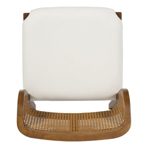 English Elm Mid-century Modern Rattan Cane Back Dining Chair Set Rubberwood Frame Upholstered Seat N768P437928W