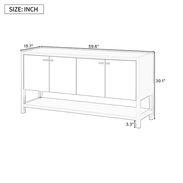 English Elm U-Style Modern Entryway Console Table with 62.5" Top, Sturdy MDF Build, Ample Storage & Display Space Navy Blue N711P205932V