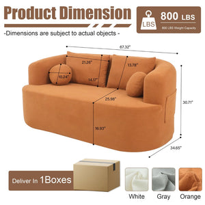 English Elm Loveseat Chenille Upholstered Sofa Compact Foam Seating for Small Apartments and Dens Orange W5385P454893