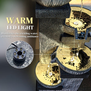 English Elm Outsunny 4-tier Resin Cascading Bowl Waterfall Fountain with Led Lights for Patio W2225P485602
