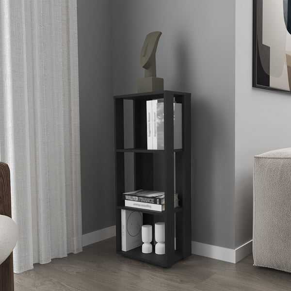 English Elm Newmanstown Modern Black Bookcase - Engineered Wood, 3 Spacious Shelves, Slim Space-Saving Design B092P269943