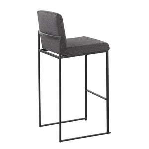 English Elm Fuji Contemporary High Back Barstools Set Of 2 - Stylish Charcoal Fabric & Black Steel Frame Comfort B202P222183