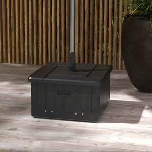 English Elm Outsunny 3-In-1 Versatile Outdoor Umbrella Base, End Table & Planter With Drain Hole & Wheels, Black W2225P174238-GIGA