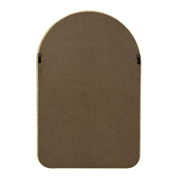 English Elm 39.00x26.00x1.20" Handwoven Rattan Arched Wall Mirror Bohemian Organic Accent B035P437551