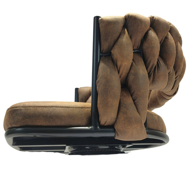 English Elm 28" Woven Leather Swivel Barstools with Arms Padded Back Industrial Kitchen Set of 2 W3732P418929