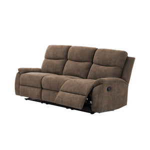 English Elm Ronald Reclining Sofa with Plush Foam-Encased Coils, Brown Luxe Fabric, Sturdy Hardwood Frame, Cozy Design B347P404444