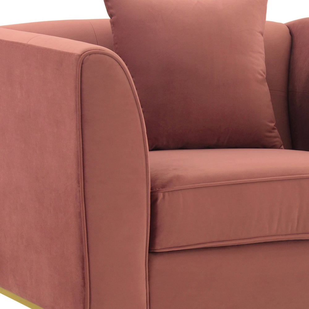 English Elm Wynnora Blush Fabric Upholstered Accent Chair with Plush Cushions, Brushed Gold Legs, Stable Metal Base B2736P354353