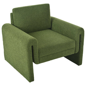 English Elm Christopher Knight Home® - Modern Bouclé Upholstered Accent Chair with Rounded Arms, Solid Wood Frame, 330lb Capacity, Luxe Comfort Green N765P248341N