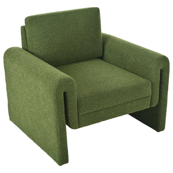 English Elm Christopher Knight Home® - Modern Bouclé Upholstered Accent Chair with Rounded Arms, Solid Wood Frame, 330lb Capacity, Luxe Comfort Green N765P248341N