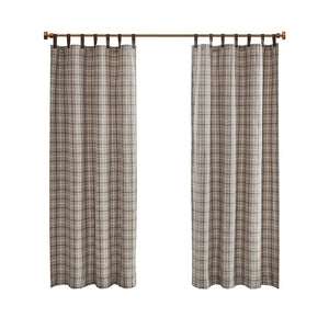 English Elm Plaid Faux Leather Tab Top Curtain Panel with Fleece Lining for Cozy Rustic Privacy and Insulation Multicolor 11.81 L x 10.04 W x 3.98 H B03598256