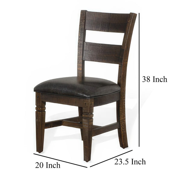 English Elm Flint Ladderback Dining Chairs Set of Two Mahogany Frame with Gray Upholstered Seat B056P416924
