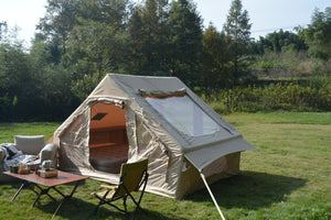 English Elm Inflatable Glamping Tent 4 Season Waterproof Air Beam Frame Shelter for 4 to 6 Persons Beige W640P244842