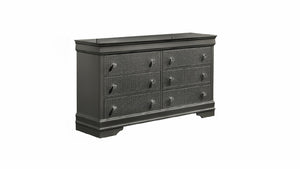 English Elm Blaze Upholstered 5-Piece Queen Bedroom Set With Led Headboard & Crystal Hardware In Metallic Gray B009S02041