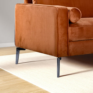 English Elm Ashcroft Furniture - Axten Orange Velvet Sofa - Performance Velvet Upholstery, Foam Cushions, Silver Metal Legs, High Feet Friendly B183P255327