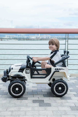 English Elm 12v Ride on Toddler Car with Remote Control Spring Suspension and Off Road 4x4 Drive Black White W3822P371961
