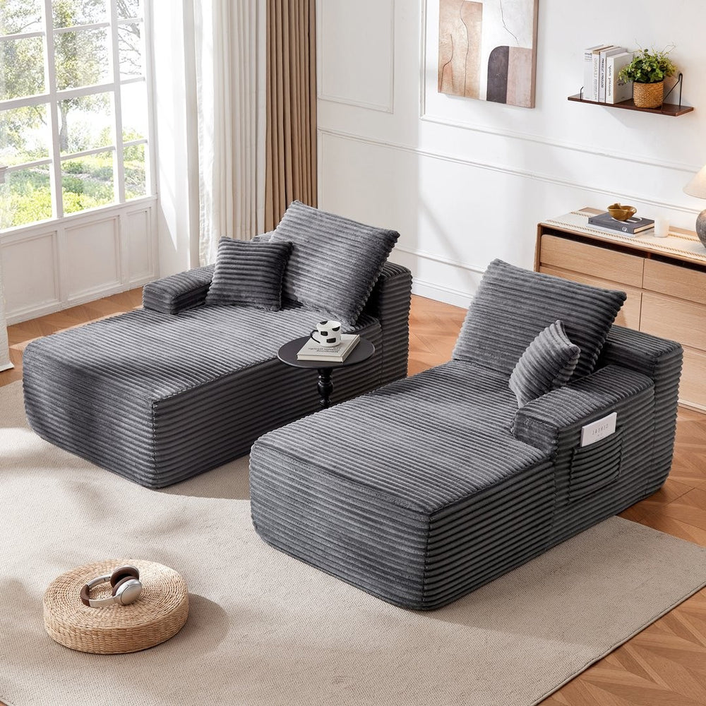 English Elm 75"cloud Double Chaise Sectional Plush Fabric Sofa Deep Seat Modern Living Room W3975S00058