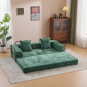 English Elm Floor Couch - Versatile Convertible Futon Sofa Bed With Pillow Back Support, Chenille Comfort & Style W3723P343693
