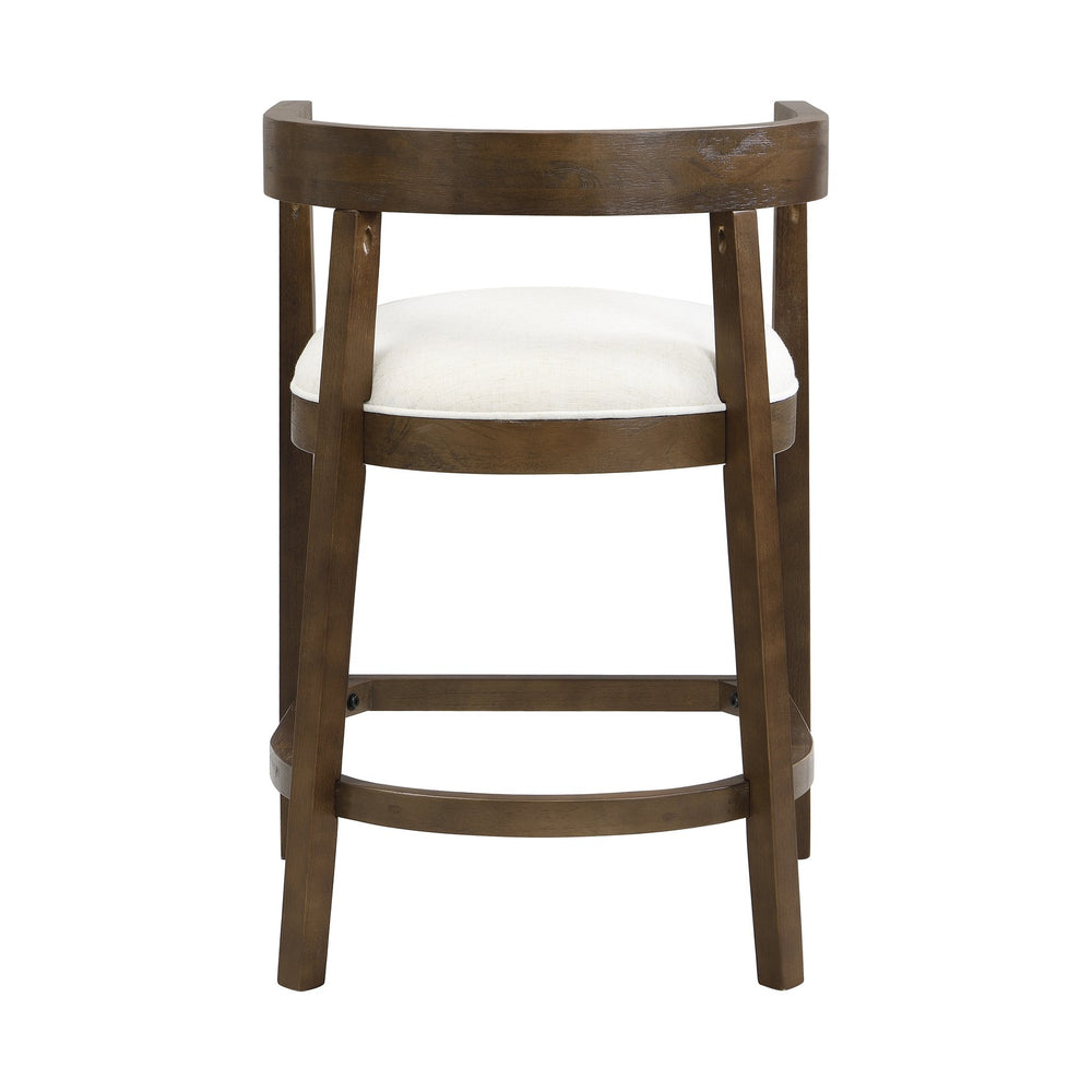 English Elm Christopher Knight Home® - Rubberwood Counter Stool Set of 2 with Upholstered U-Shaped Seats, Cutout Barrel Back, Eco Wood Finish Beige N771P197028T