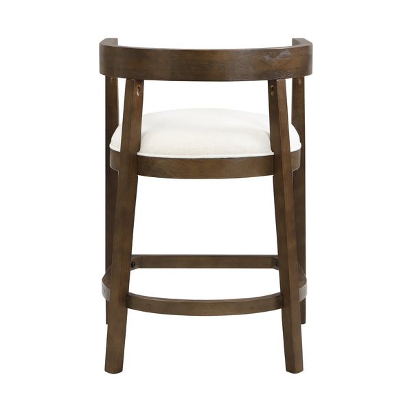 English Elm Christopher Knight Home® - Rubberwood Counter Stool Set of 2 with Upholstered U-Shaped Seats, Cutout Barrel Back, Eco Wood Finish Beige N771P197028T