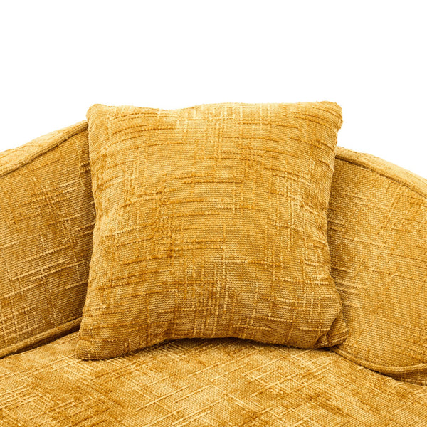 English Elm Yellow Curved Two-Person Compressed Sofa with Chenille Fabric, Spring Support, 2 Pillows, No-Assembly W3612P350748