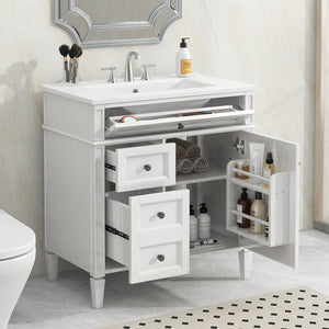 English Elm 30'' Modern Bathroom Vanity With Ceramic Sink, Soft-Close Drawers & Stylish Storage Cabinet Solutions N710P206904Z