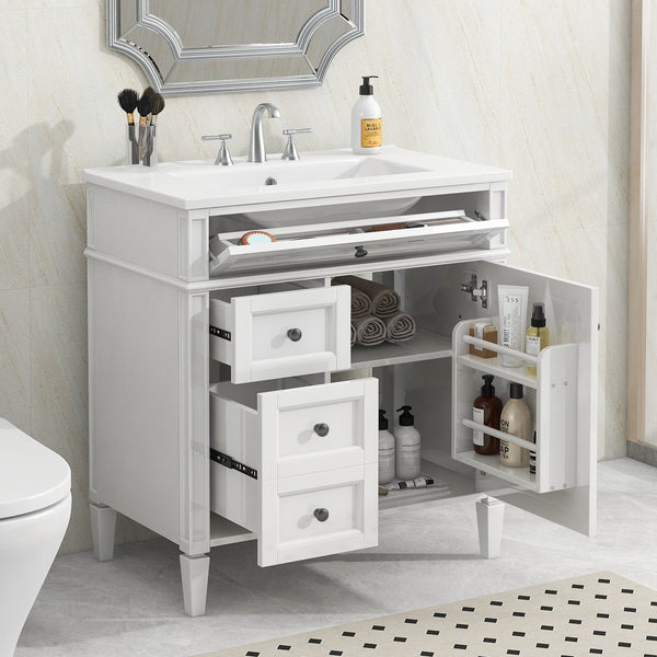 English Elm 30'' Modern Bathroom Vanity With Ceramic Sink, Soft-Close Drawers & Stylish Storage Cabinet Solutions N710P206904Z