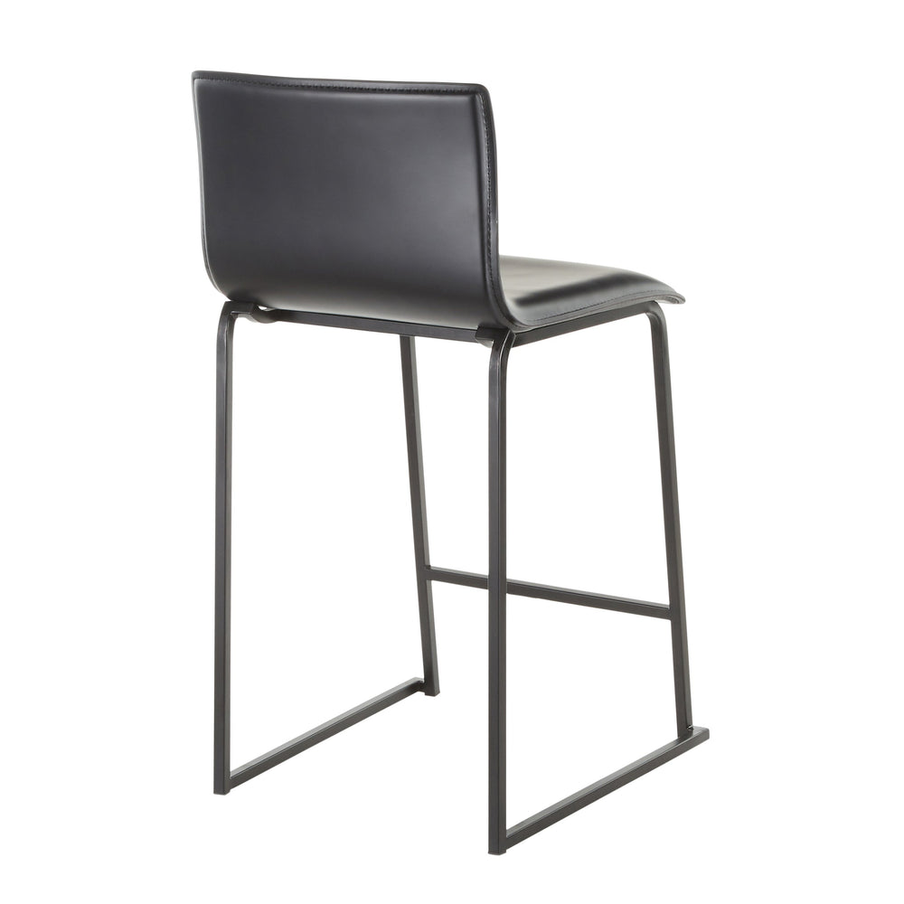 English Elm Mara 26" Contemporary Counter Stools Set of 2 — Black Faux Leather Seats, Metal Base with Footrest, Modern Durable B202P222056