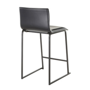 English Elm Mara 26" Contemporary Counter Stools Set of 2 — Black Faux Leather Seats, Metal Base with Footrest, Modern Durable B202P222056