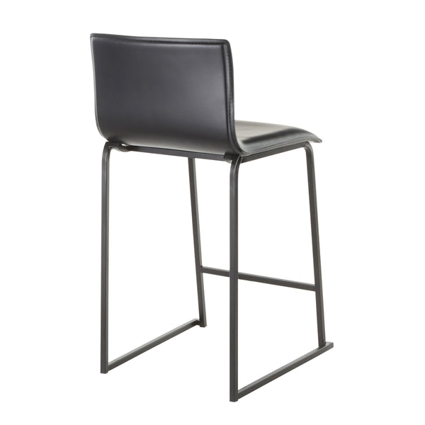 English Elm Mara 26" Contemporary Counter Stools Set of 2 — Black Faux Leather Seats, Metal Base with Footrest, Modern Durable B202P222056