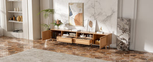 English Elm Rattan Door Media Console with Pine Legs Modern Farmhouse Tv Stand for Large Living Rooms N710P365030P