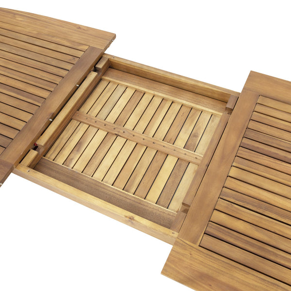 English Elm Christopher Knight Home® - 7 Expandable Outdoor Dining Set with Acacia Table & Stackable Chairs, Durable Metal Frame, Patio Orange,Teak N768P192555O_6_65428.00