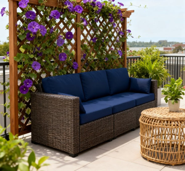 English Elm Seater Outdoor Pe Rattan Sofa Deep Cushioned Patio Couch for Deck or Poolside T3971P417835