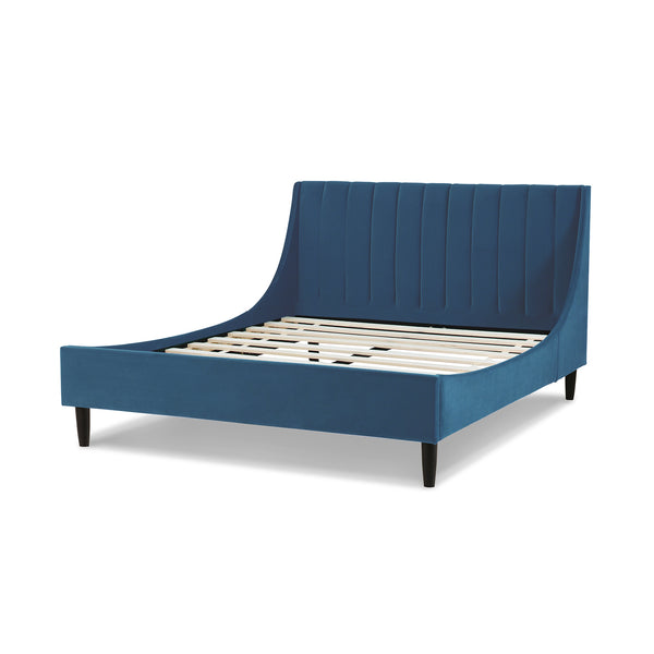 English Elm Jennifer Taylor Home - Aspen Vertical Tufted Queen Platform Bed Set In Luxurious Satin Teal Velvet For Modern Bedrooms B2719P238506