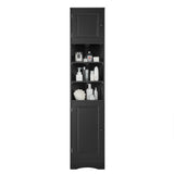 English Elm Multi-Functional Corner Cabinet Tall Bathroom Storage Cabinet With Two Doors and Adjustable Shelves, Open Shelf, Black