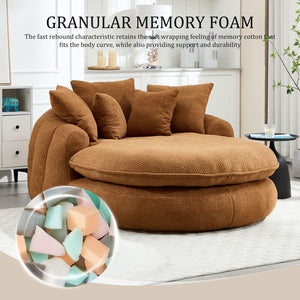 English Elm Oversized Memory Foam Chenille Bean Bag Sofa with Ergonomic Back Support, 3 Large & 2 Small Pillows Orange W395P359410