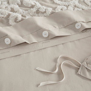 English Elm Cotton Suzanna Duvet Cover Mini Set Full/Queen — Tufted Medallion Chenille Embroidery, OEKO-TEX Certified taupe 17.32 L x 15.35 W x 5.51 H B03595778