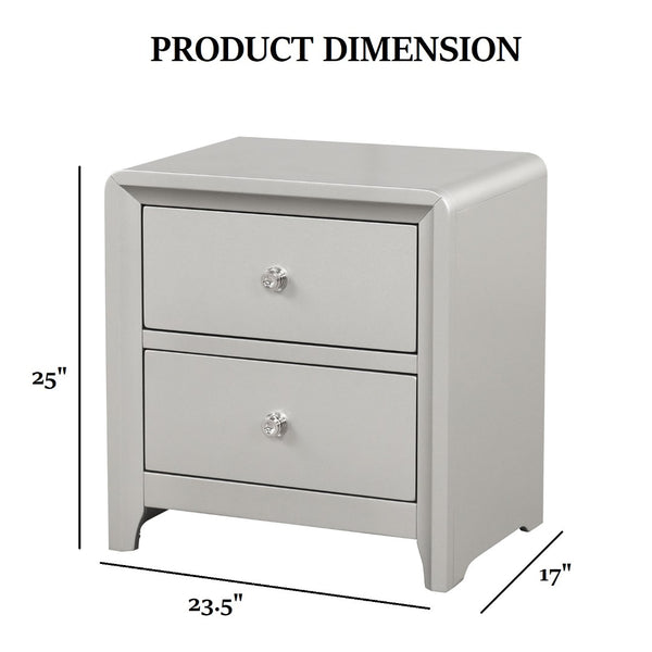 English Elm Contemporary Glam Nightstand Glossy White Lacquer Chrome Legs Dovetail Drawer Bedroom B2741P435314