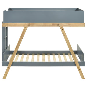 English Elm Hicks Van Courtland Blue Twin-Over-Twin Bunk Bed with Angular Frame, Ladder & Open Bottom for Sleepovers B062S01108