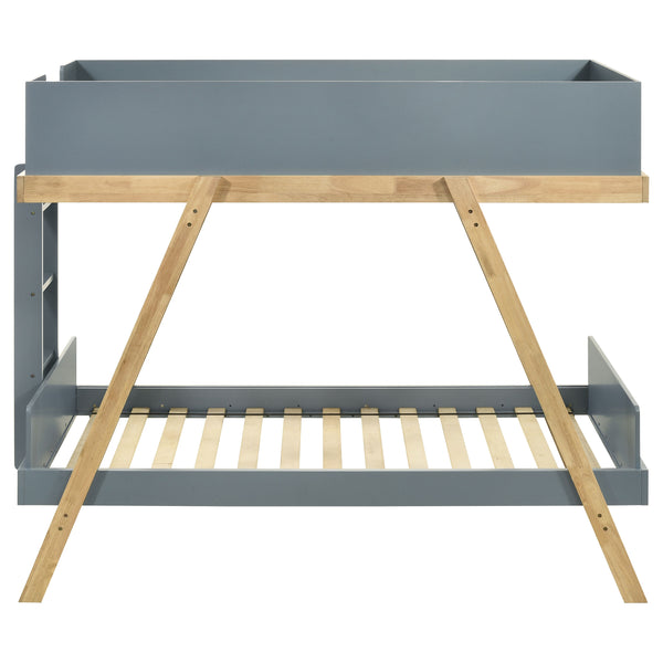 English Elm Hicks Van Courtland Blue Twin-Over-Twin Bunk Bed with Angular Frame, Ladder & Open Bottom for Sleepovers B062S01108