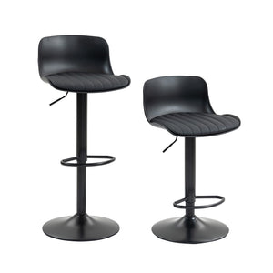 English Elm Bar Stools Set of 2 Adjustable Swivel Pu Leather Kitchen Island Seating with Back Black W676P358682
