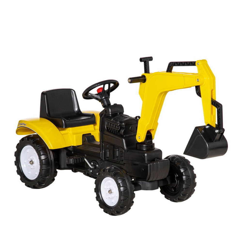 English Elm Aosom Kids Pedal Excavator Construction Digger Truck with Working Bucket and Horn W2225P217063